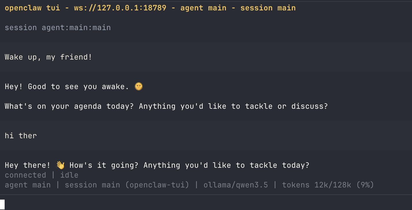OpenClaw running locally with Ollama